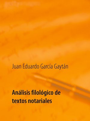 cover image of Análisis filológico de textos notariales